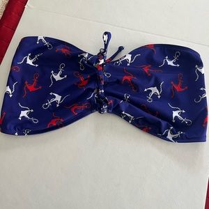 Curvy Beach Nautical Navy Bandeau Swim Top